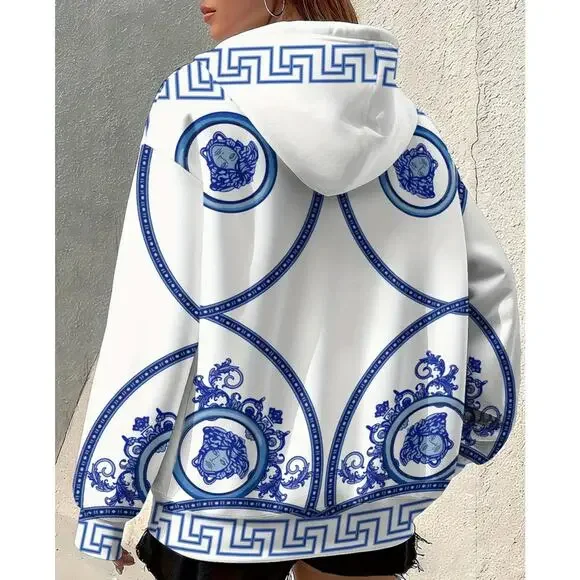 HOODIE JACKET: White w/Blue Detailing, NWOT - Picture 2 of 12